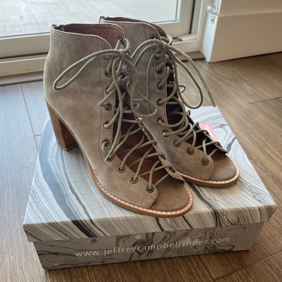 Jeffrey Campbell Cors Lace-Up Ankle Boot - Taupe Suede, Size 8 - Picture 3 of 7
